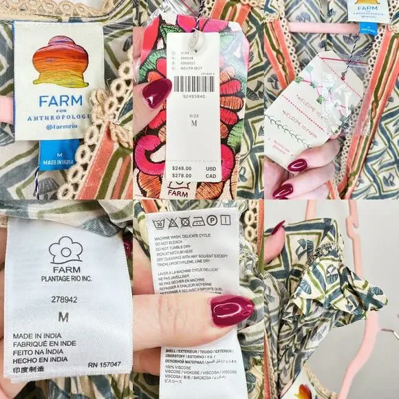 NWT Anthropologie Farm Rio V Neck Sheer Mushroom Print Wide Leg Jumpsuit Medium - Picture 12 of 16